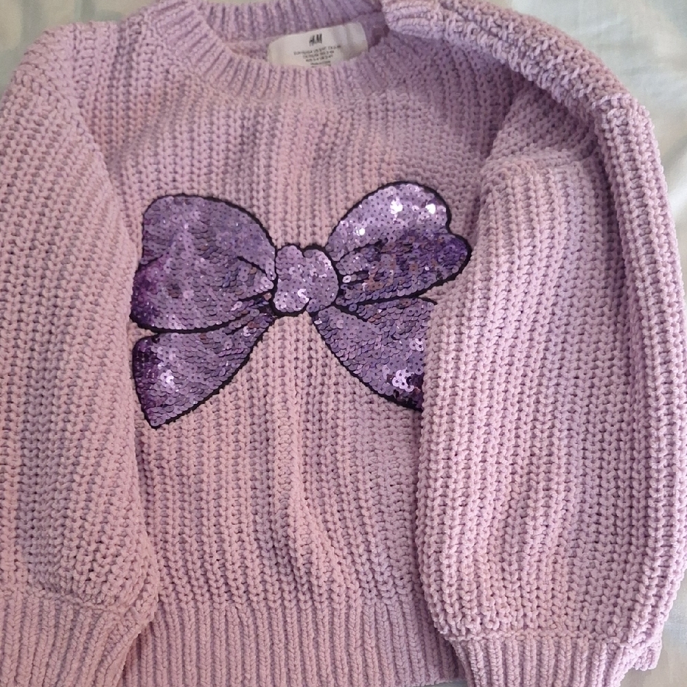 H&M Lavender Knit Sweater with Sequin Bow